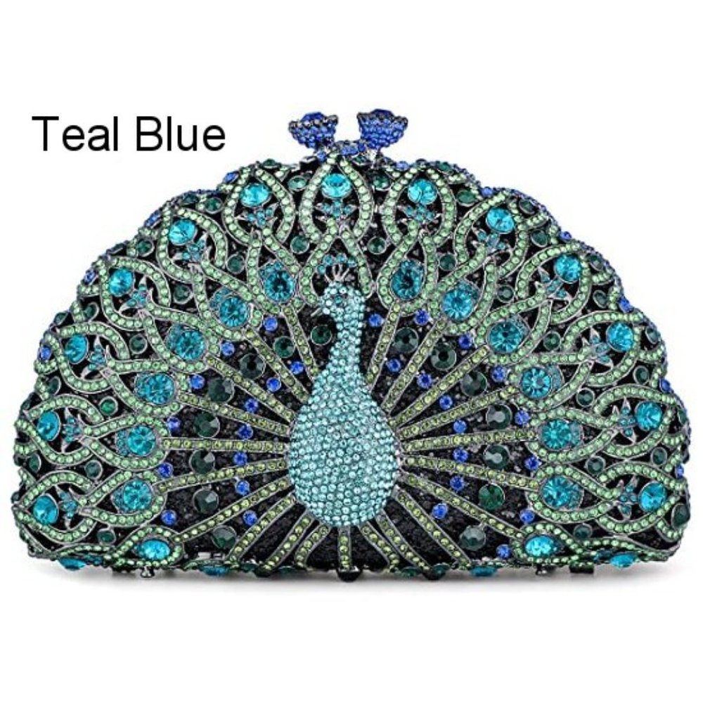 NWT Sparkling Bling Swarovski Crystal Rhinestone Peacock Clutch Bird Pur… - Picture 11 of 17